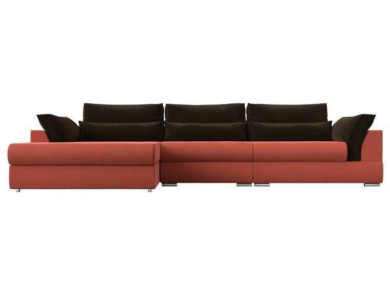 Угловой диван-кровать Пекин Long кораллово-коричневого цвета угол левый