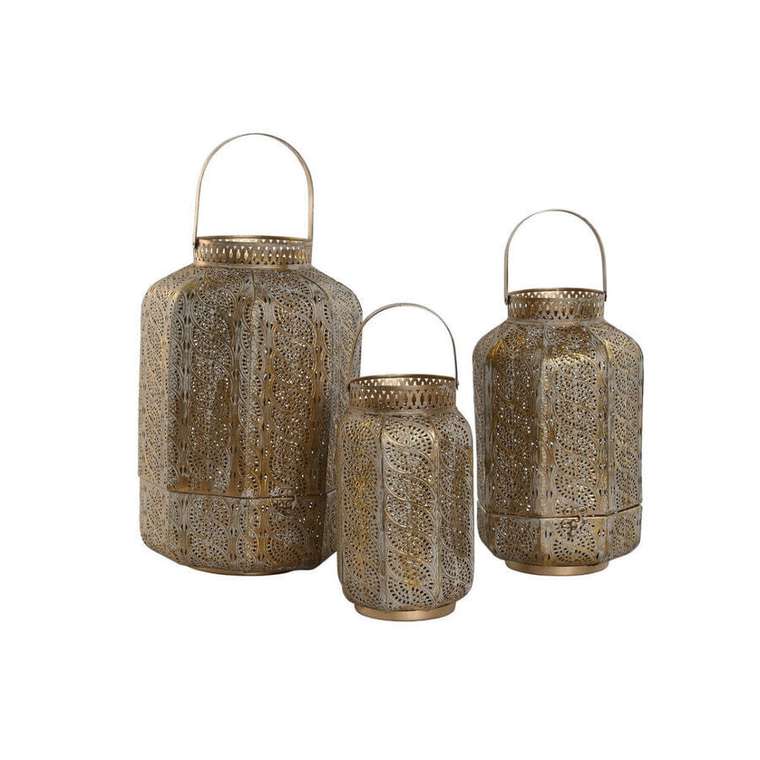 Свечи Набор подсвечников Home ESPRIT Позолоченный Металл 25 x 25 x 40 cm