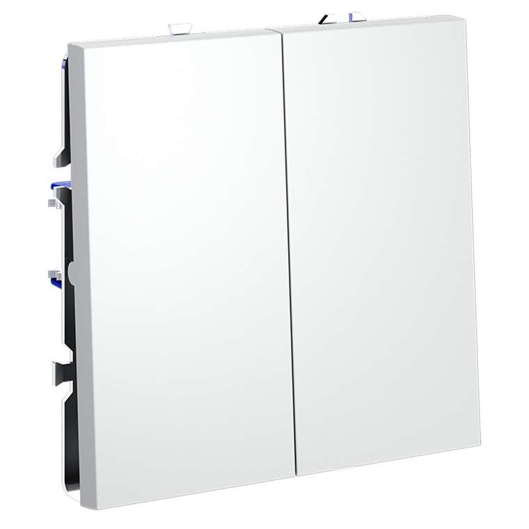 Выключатель встраиваемый VOLTUM S70 двухклавишный 10А, (белый матовый)