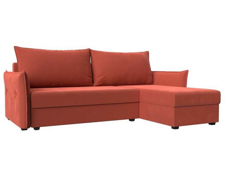Угловой диван-кровать Лига 004 коралового цвета угол правый 