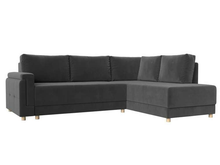 Угловой диван-кровать Лига 024 серого цвета правый угол