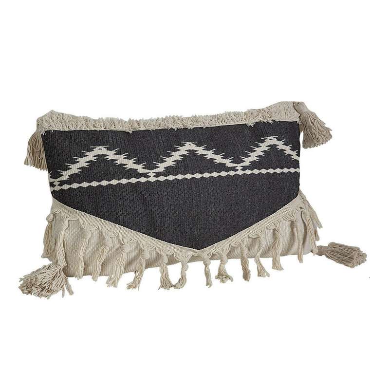Подушка Чёрный Кремовый С бахромой 30 x 10 x 50