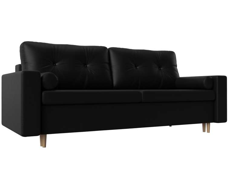 Прямой диван-кровать Белфаст черного цвета (тик-так/экокожа)