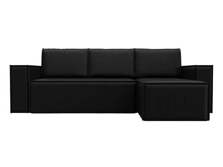 Угловой диван-кровать Куба черного цвета (экокожа) правый угол