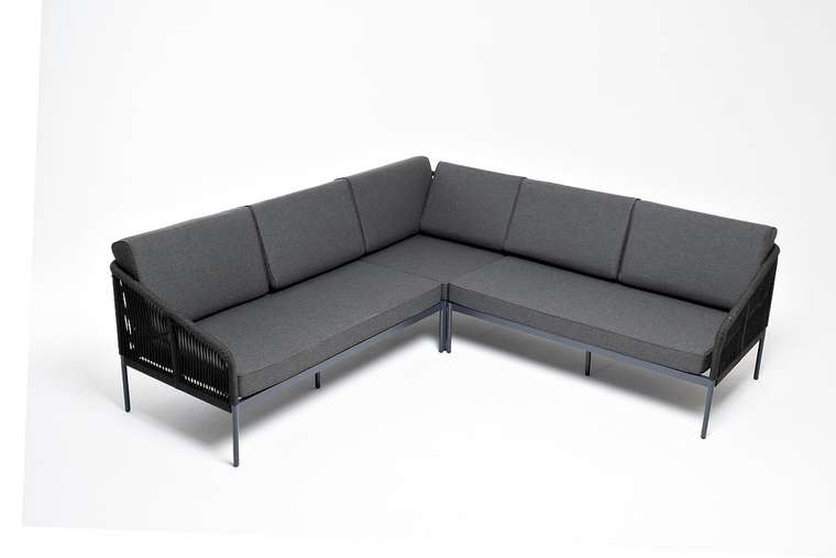 Угловой модульный диван из роупа Канны темно-серого цвета