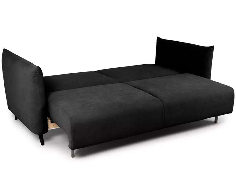Диван-кровать Menfi в обивке из вельвета черного цвета 