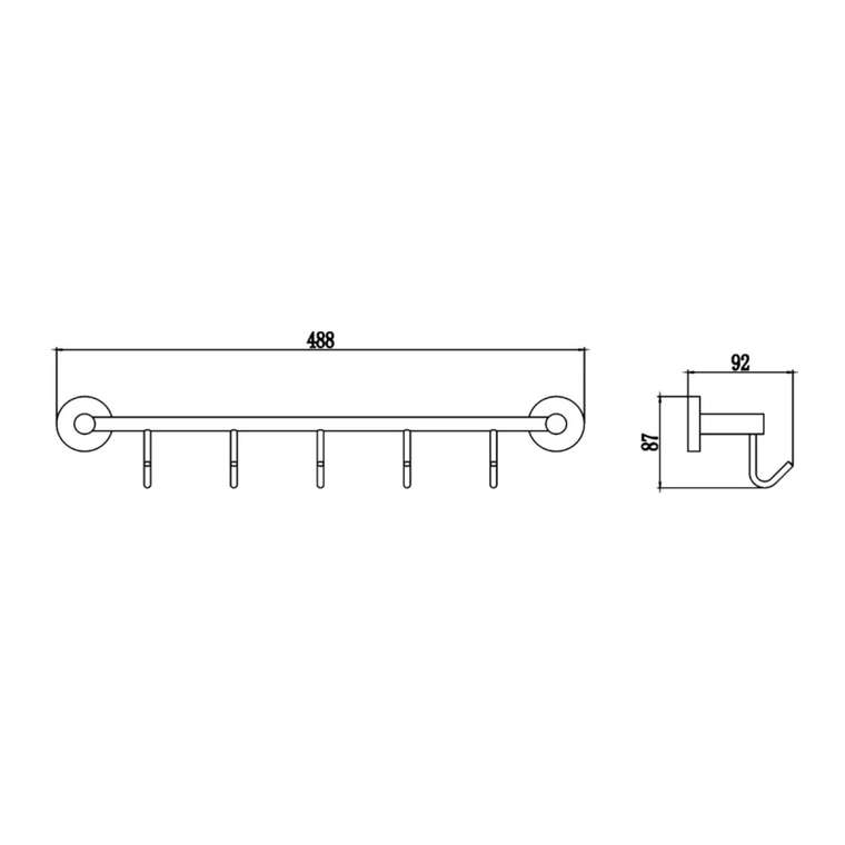 Планка с крючками Savol S-008775, хром