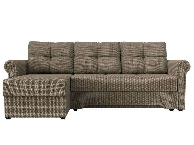 Угловой диван-кровать Леон бежево-коричневого цвета левый угол