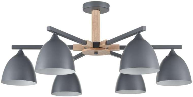 Потолочная люстра на штанге Lumion Colange 8096/6C серый/серый металл, дерево/металл Е27 6*60W 220V