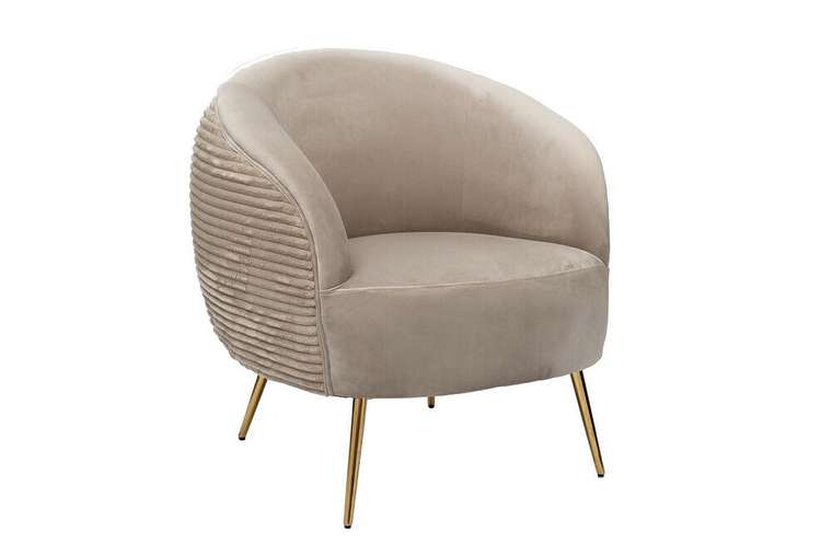 Кресло в обивке из велюра бежевого цвета