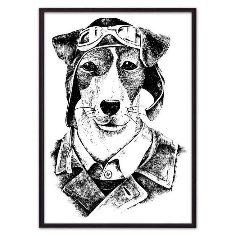 Постер в раме Собака-авиатор 60x40