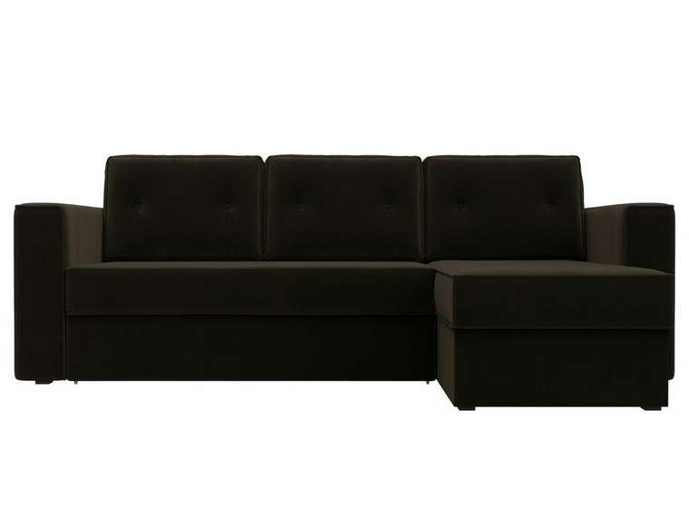 Угловой диван-кровать Принстон темно-коричневого цвета правый угол 
