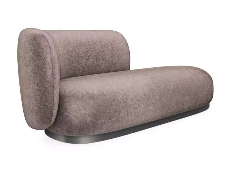 Кушетка-диван Lucca коричневого цвета с металлической лентой графитового цвета левая