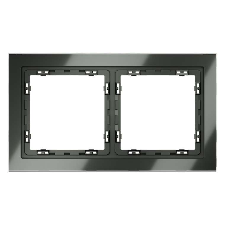 Рамка стеклянная VOLTUM S70 на 2 поста, (титан, стекло)