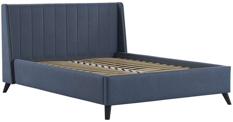 Кровать Виола 160х200 синего цвета без подъемного механизма