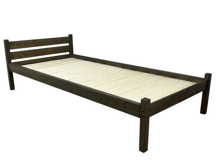 Кровать односпальная Классика сосновая сплошное основание 80х200 цвета венге