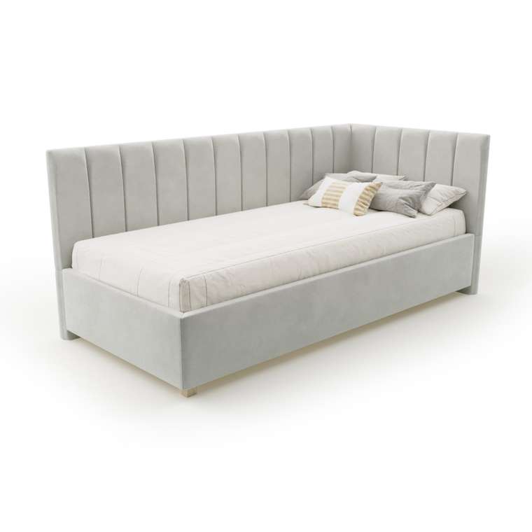 Кровать Помпиду 90х200 светло-серого цвета с подъемным механизмом