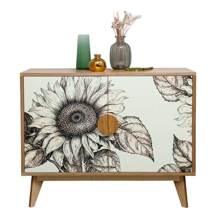 Комод Подсолнухи с распашными дверцами на ножках