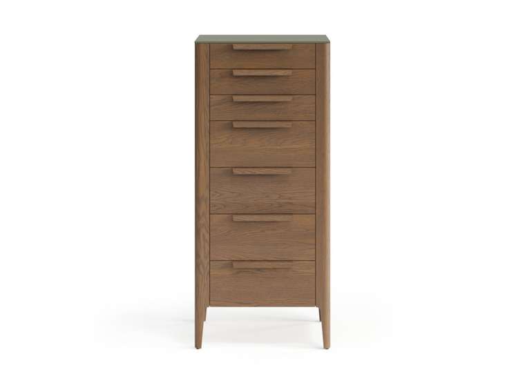 Комод Piega 7 в цвете дуб туманный матовый со столешницей в отделке супер-матовый оливковый темный ХДФ