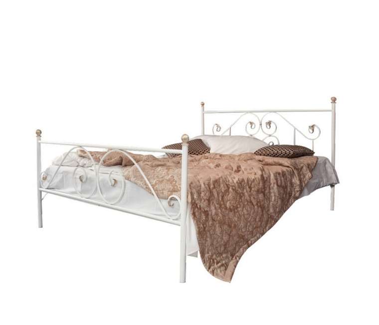 Кованая кровать Камелия 140х200 белого цвета