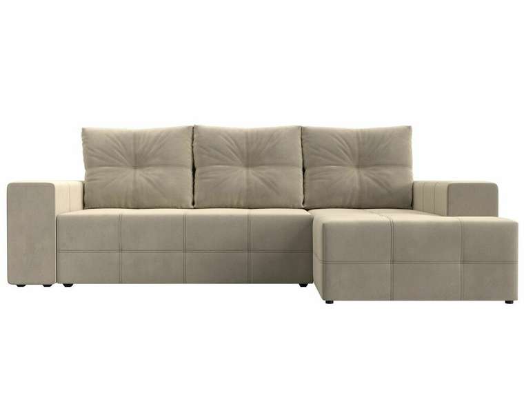 Угловой диван-кровать Перри бежевого цвета правый угол