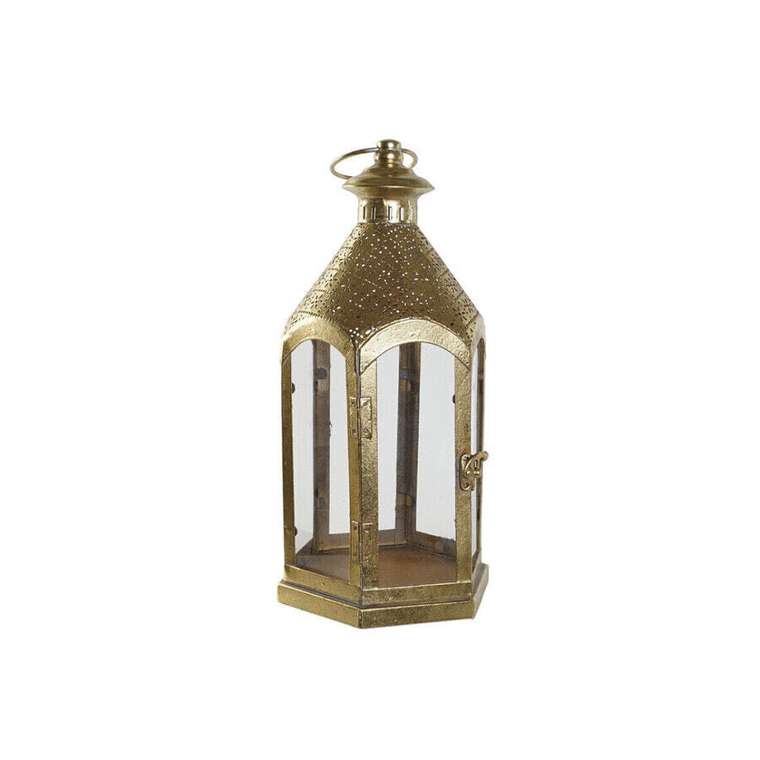 Подсвечник Home ESPRIT Позолоченный Металл Стеклянный 18 x 18 x 35,5 cm
