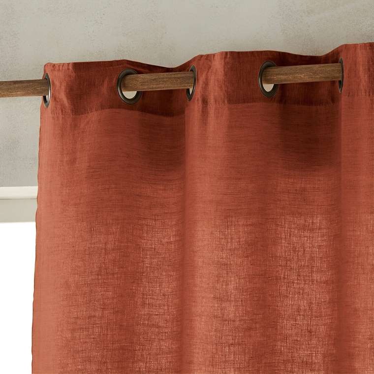 Штора из льна Romane 140x350 коричневого цвета