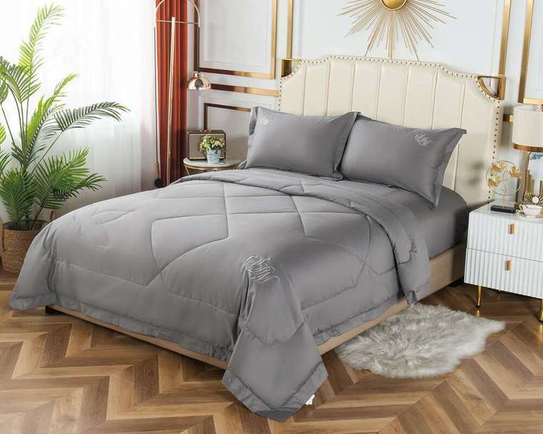 Комплект постельного белья Нельсон №13 200х220 серого цвета