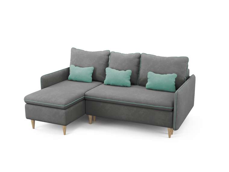 Угловой диван-кровать левый Ron серого цвета 