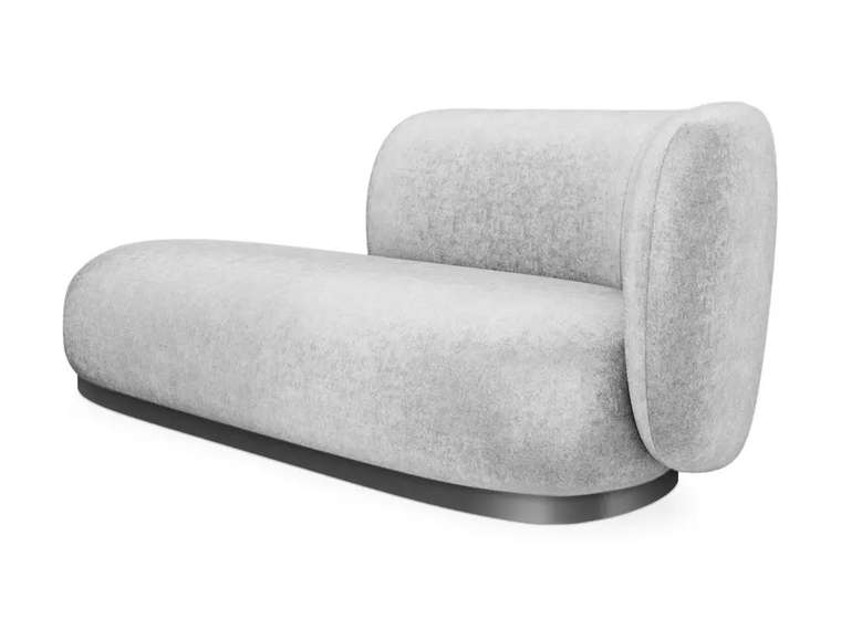 Кушетка-диван Lucca бежево-серого цвета с металлической лентой графитового цвета правая 