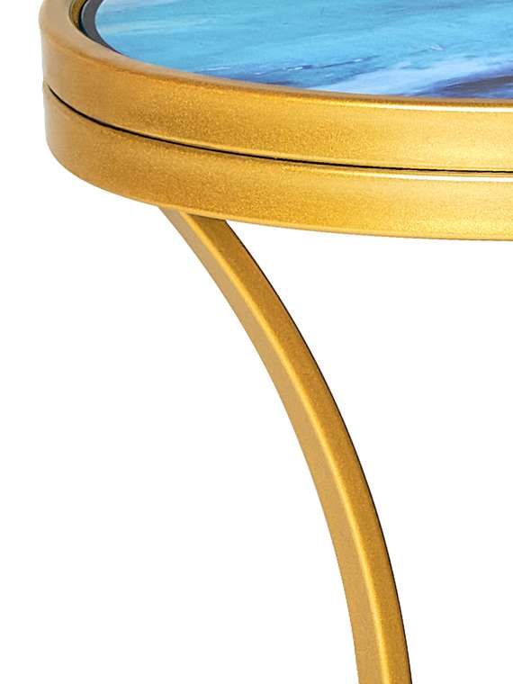 Кофейный столик Martini золотисто-голубого цвета