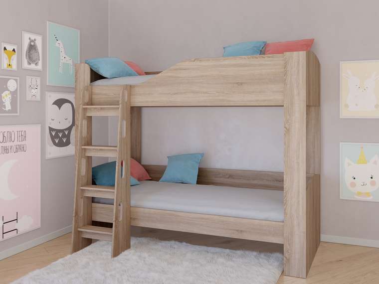 Двухъярусная кровать Астра-2 80х190 цвета Дуб сонома