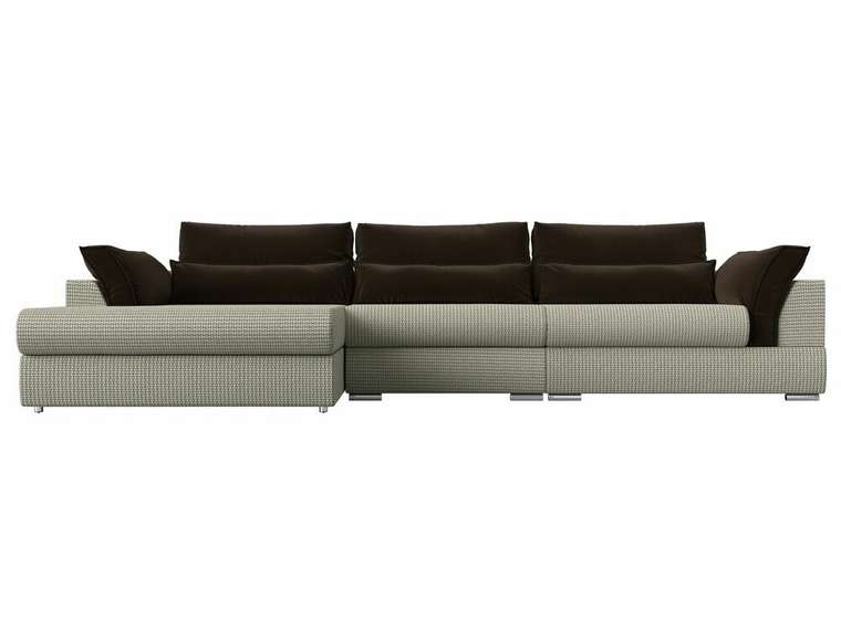 Угловой диван-кровать Пекин Long серо-коричневого цвета угол левый