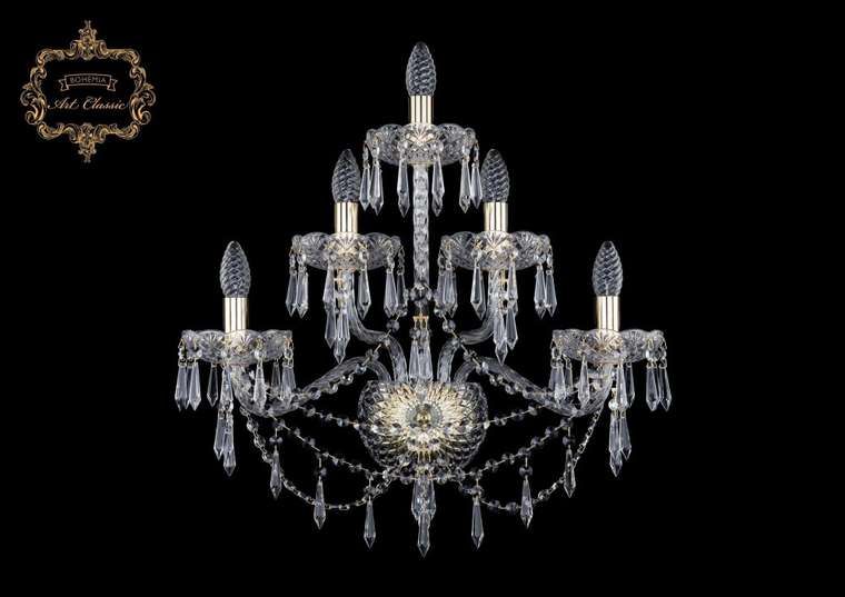 Хрустальное бра Art Classic 45231 10.23.2+2+1.200.XL.Gd.Dr подсвечник с подвесками