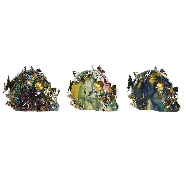 Декоративная фигура 15,5 x 10,5 x 11 cm Разноцветный Череп (3 штук)