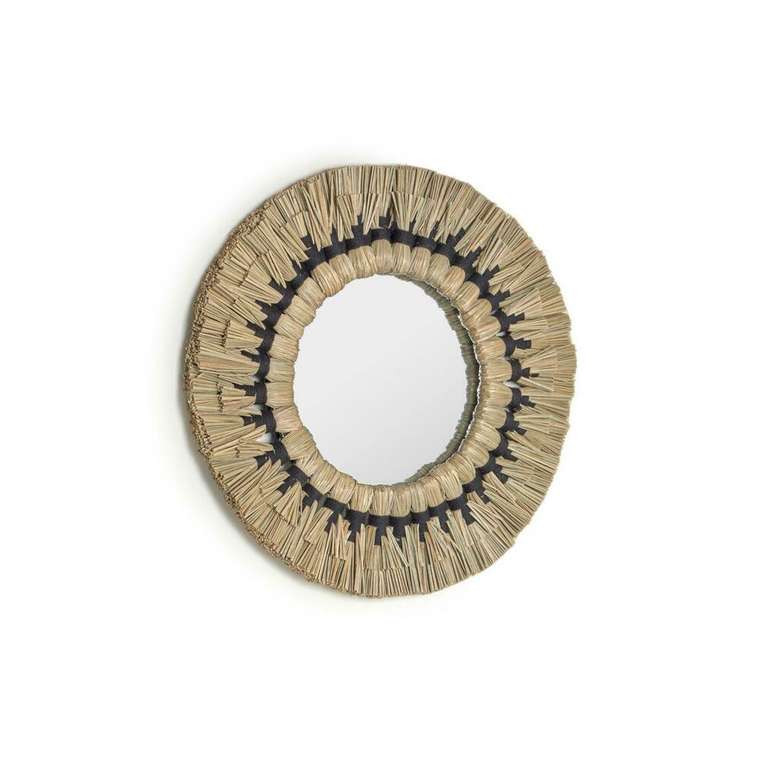 Круглое настенное зеркало Akila диаметр 40 бежевого цвета 