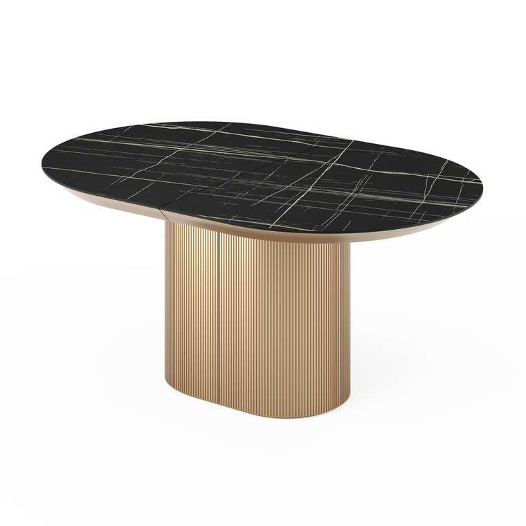 Раздвижной обеденный стол Гиртаб S черно-золотого цвета