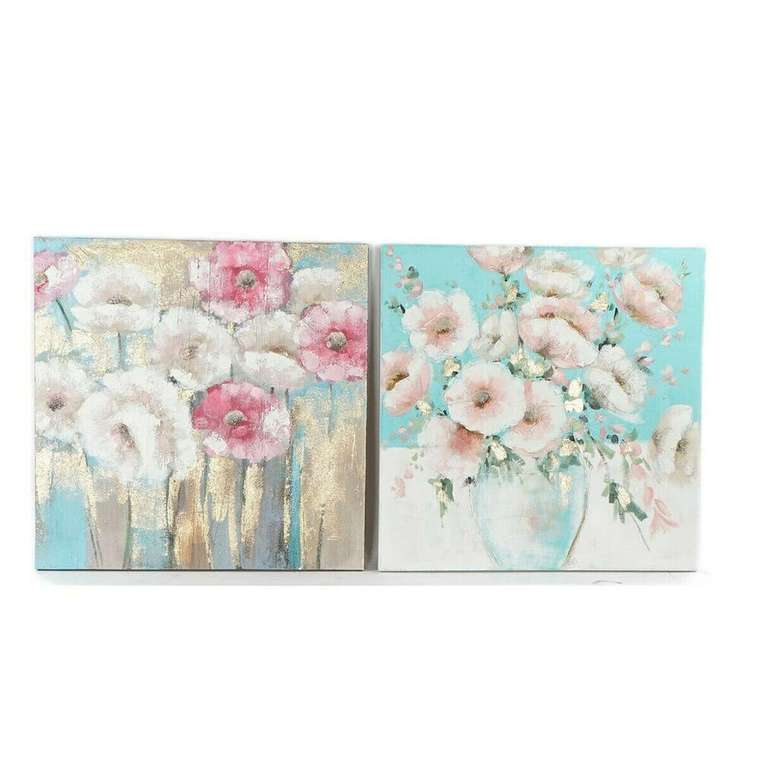 Картина 99,5 x 3,5 x 99,5 cm Ваза для цветов Shabby Chic (2 штук)