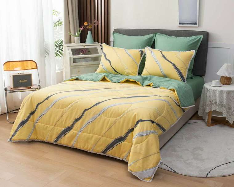Комплект постельного белья Бернадетт №41 200х220 желто-зеленого цвета