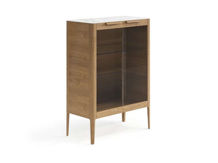 Витрина Piega в цвете дуб мускатный матовый со столешницей в отделке мрамор керамогранит