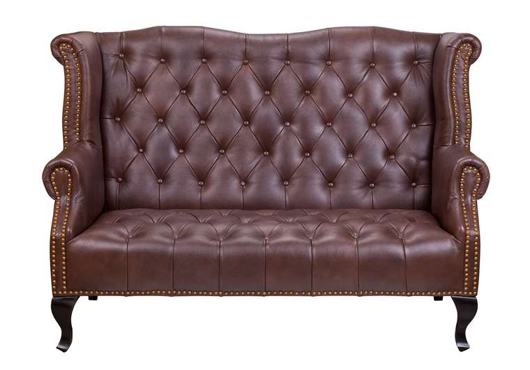 Прямой диван Royal sofa brown с темно-коричневой обивкой