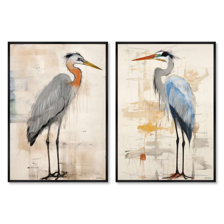 Набор из двух репродукций картин на холсте Herons, 2024г.