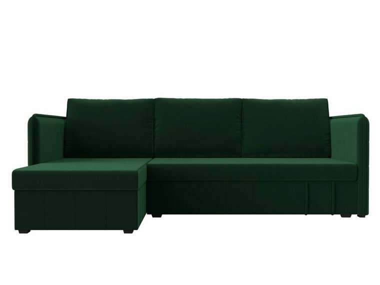 Угловой диван-кровать Слим зеленого цвета левый угол
