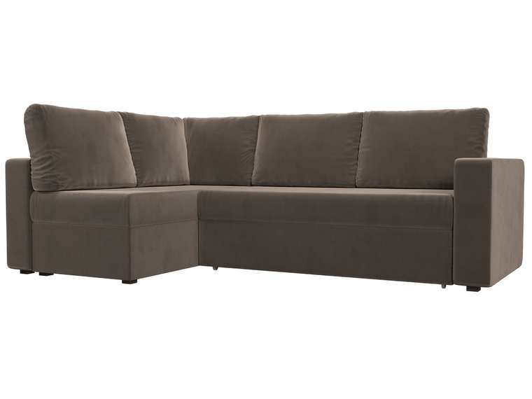 Угловой диван-кровать Оливер коричневого цвета левый угол