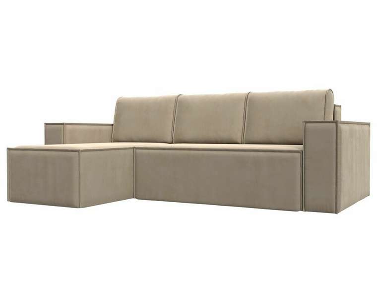 Угловой диван-кровать Куба бежевого цвета левый угол