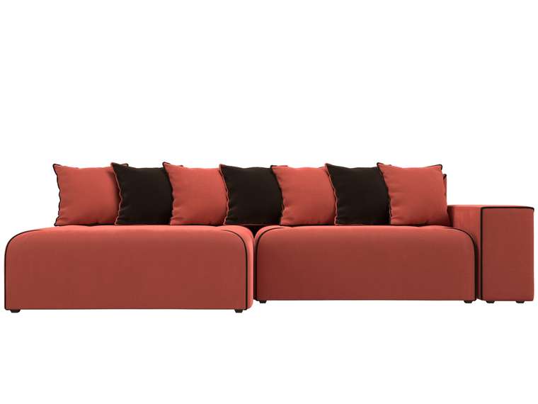 Угловой диван-кровать Кёльн кораллового цвета левый угол