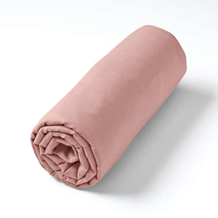 Простыня натяжная из хлопковой вуали для пышных матрасов Gypse 140x190 розового цвета