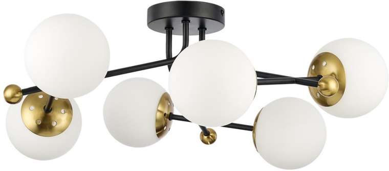 Потолочная люстра на штанге Lumion Melody 6581/6C черный, золотой/белый металл /стекло E14 6*40W 220V