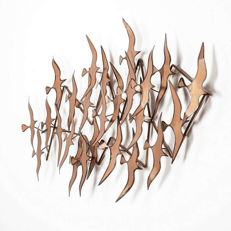 Настенный декор ручной работы Птицы 57х121 из металла 