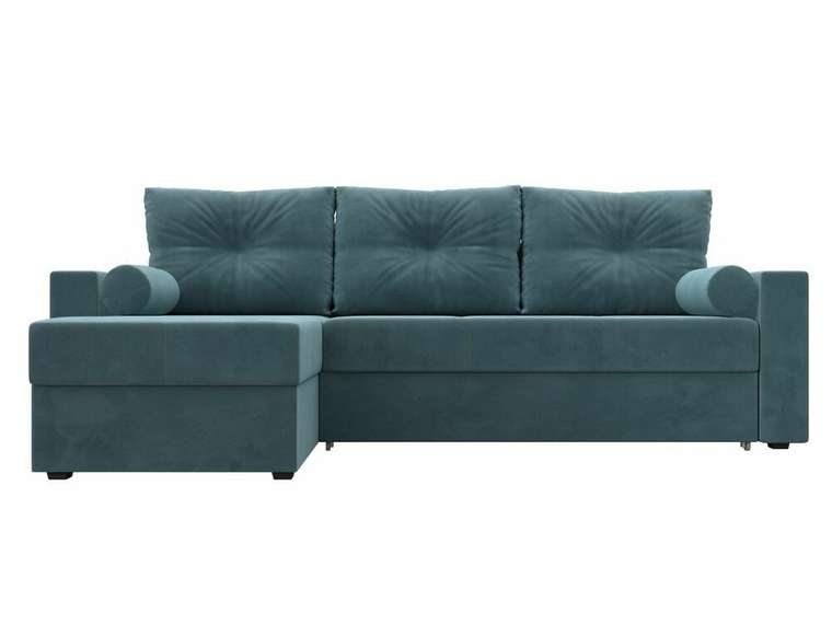 Угловой диван-кровать Верона бирюзового цвета левый угол
